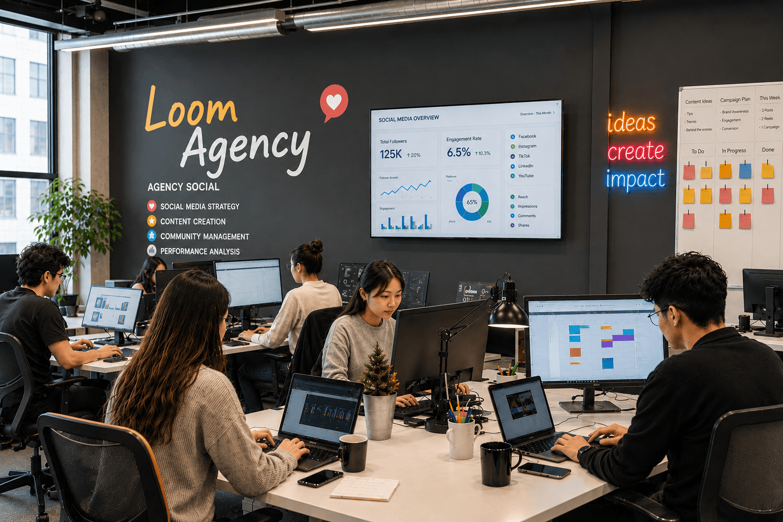 Loom Agency LLC team working creatively in a modern office